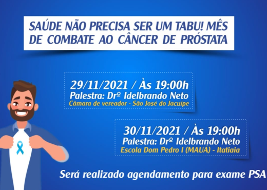 Novembro Azul: prefeitura de São José realizará palestras sobre a saúde do homem